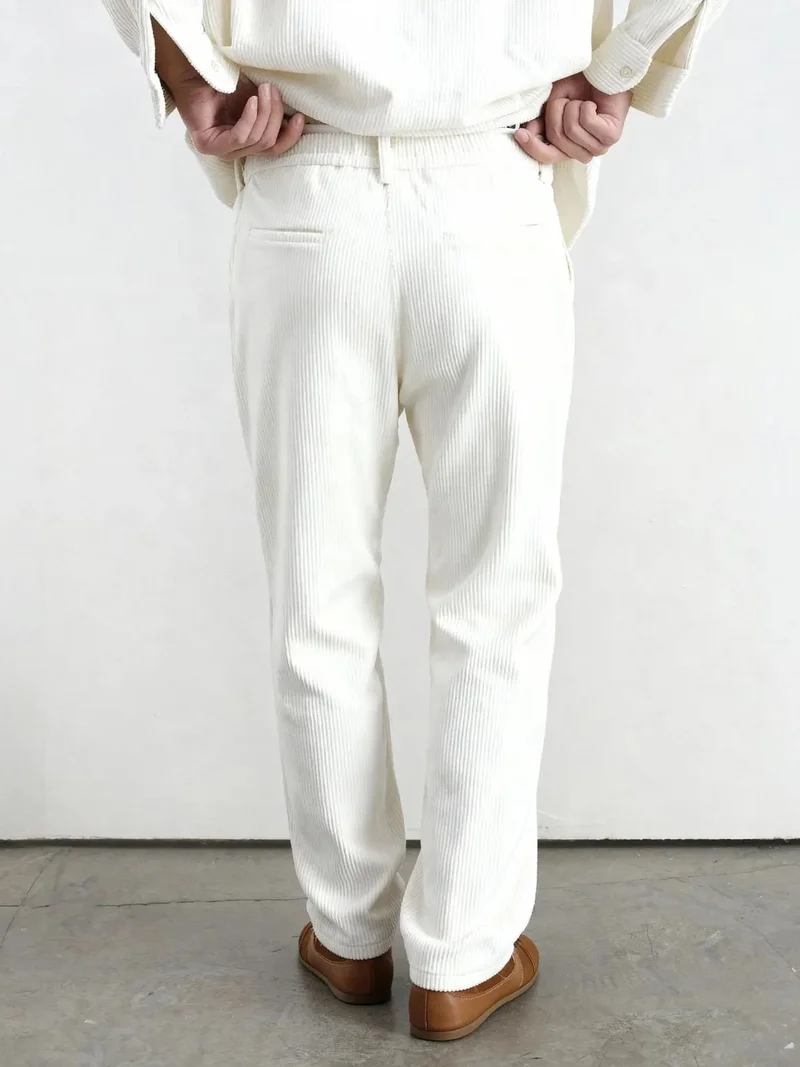 Giesto White GIESTO Men's Textured Pleated Wide Leg Pants for Men | Best Price UAE